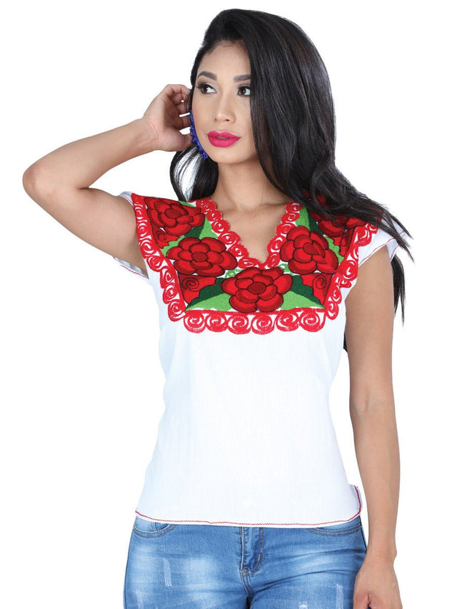 Artisanal Embroidered Blouse 100% Cotton White 601401 - BELLEZA'S - Artisanal Embroidered Blouse 100% Cotton White 601401 - DAMA - 60140101