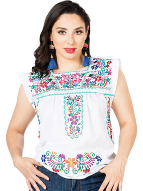 Artisanal Embroidered Blouse 100% Cotton White 603049 - BELLEZA'S - Artisanal Embroidered Blouse 100% Cotton White 603049 - DAMA - 60304901