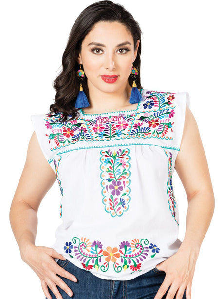 Artisanal Embroidered Blouse 100% Cotton White 603049 - BELLEZA'S - Artisanal Embroidered Blouse 100% Cotton White 603049 - DAMA - 60304901