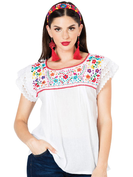 Artisanal Embroidered Blouse 100% Cotton White 603096 - BELLEZA'S - Artisanal Embroidered Blouse 100% Cotton White 603096 - DAMA - 60309601