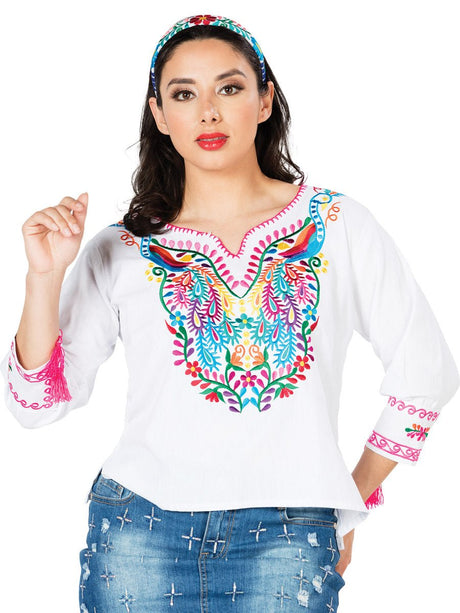 Artisanal Embroidered Blouse 100% Cotton White 603182 - BELLEZA'S - Artisanal Embroidered Blouse 100% Cotton White 603182 - DAMA - 60318201