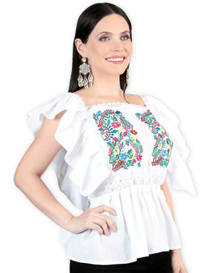 Artisanal Embroidered Blouse 100% Cotton White 603968 - BELLEZA'S - Artisanal Embroidered Blouse 100% Cotton White 603968 - DAMA - 60396801