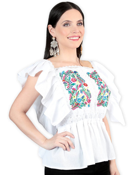 Artisanal Embroidered Blouse 100% Cotton White 603968 - BELLEZA'S - Artisanal Embroidered Blouse 100% Cotton White 603968 - DAMA - 60396801