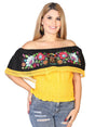 Artisanal Embroidered Blouse 100% Cotton Yellow 602450 - BELLEZA'S - Artisanal Embroidered Blouse 100% Cotton Yellow 602450 - DAMA - 60245001