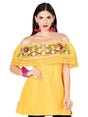 Artisanal Embroidered Blouse 100% Cotton Yellow 603051 - BELLEZA'S - Artisanal Embroidered Blouse 100% Cotton Yellow 603051 - DAMA - 60305101