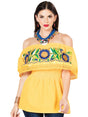 Artisanal Embroidered Blouse 100% Cotton Yellow 603063 - BELLEZA'S - Artisanal Embroidered Blouse 100% Cotton Yellow 603063 - DAMA - 60306301