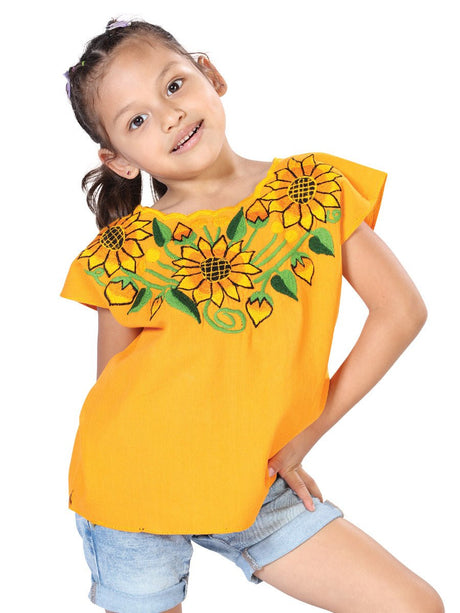 Artisanal Embroidered Blouse 100% Cotton Yellow 603598 - BELLEZA'S - Artisanal Embroidered Blouse 100% Cotton Yellow 603598 - NIÑA - 60359801