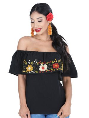 Artisanal Embroidered Blouse 50% Cotton, %50 Polyester Black 601429 - BELLEZA'S - Artisanal Embroidered Blouse 50% Cotton, %50 Polyester Black 601429 - DAMA - 60142901