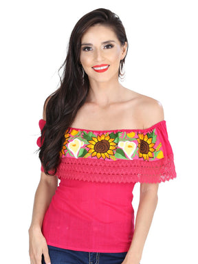 Artisanal Embroidered Blouse 50% Cotton, %50 Polyester Pink 601287 - BELLEZA'S - Artisanal Embroidered Blouse 50% Cotton, %50 Polyester Pink 601287 - DAMA - 60128701