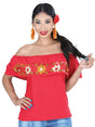 Artisanal Embroidered Blouse 50% Cotton, %50 Polyester Red 601430 - BELLEZA'S - Artisanal Embroidered Blouse 50% Cotton, %50 Polyester Red 601430 - DAMA - 60143001