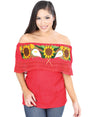 Artisanal Embroidered Blouse 50% Cotton, %50 Polyester Red 601703 - BELLEZA'S - Artisanal Embroidered Blouse 50% Cotton, %50 Polyester Red 601703 - DAMA - 60170301