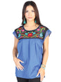 Artisanal Embroidered Blouse 50% Cotton 50% Polyester Royal Blue 602462 - BELLEZA'S - Artisanal Embroidered Blouse 50% Cotton 50% Polyester Royal Blue 602462 - DAMA - 60246201