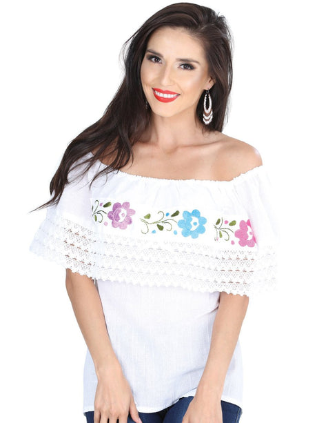 Artisanal Embroidered Blouse 50% Cotton, %50 Polyester White 601310 - BELLEZA'S - Artisanal Embroidered Blouse 50% Cotton, %50 Polyester White 601310 - DAMA - 60131001