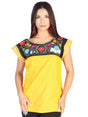 Artisanal Embroidered Blouse 50% Cotton 50% Polyester Yellow 602479 - BELLEZA'S - Artisanal Embroidered Blouse 50% Cotton 50% Polyester Yellow 602479 - DAMA - 60247901