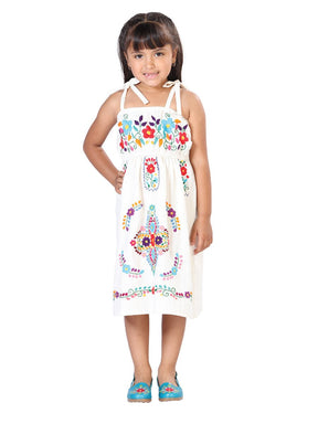 Artisanal Embroidered Dress 100% Cotton Beige 603078 - BELLEZA'S - Artisanal Embroidered Dress 100% Cotton Beige 603078 - NIÑA - 60307801