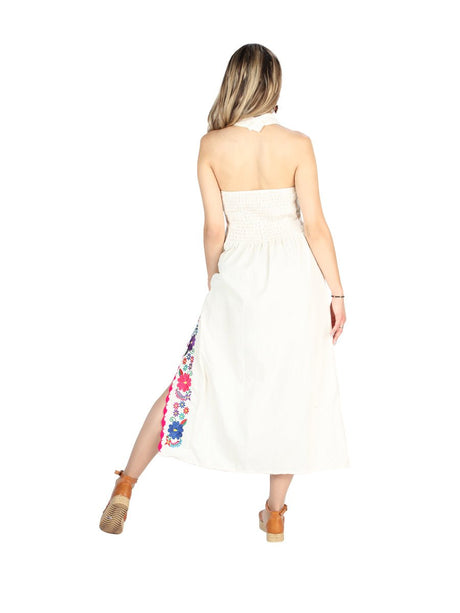 Artisanal Embroidered Dress 100% Cotton Beige 604055 - BELLEZA'S - Artisanal Embroidered Dress 100% Cotton Beige 604055 - DAMA - 60405501