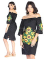 Artisanal Embroidered Dress 100% Cotton Black 602481 - BELLEZA'S - Artisanal Embroidered Dress 100% Cotton Black 602481 - DAMA - 60248101