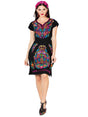 Artisanal Embroidered Dress 100% Cotton Black 603093 - BELLEZA'S - Artisanal Embroidered Dress 100% Cotton Black 603093 - DAMA - 60309301