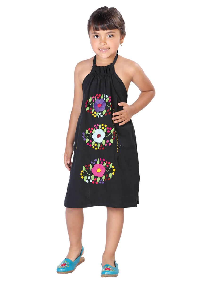 Artisanal Embroidered Dress 100% Cotton Black 603589 - BELLEZA'S - Artisanal Embroidered Dress 100% Cotton Black 603589 - NIÑA - 60358901