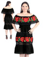 Artisanal Embroidered Dress 100% Cotton Black 604002 - BELLEZA'S - Artisanal Embroidered Dress 100% Cotton Black 604002 - DAMA - 60400201