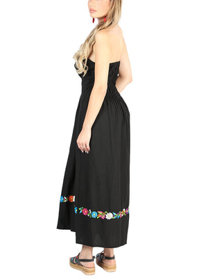 Artisanal Embroidered Dress 100% Cotton Black 604053 - BELLEZA'S - Artisanal Embroidered Dress 100% Cotton Black 604053 - DAMA - 60405301