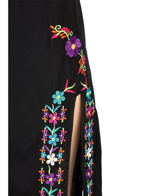 Artisanal Embroidered Dress 100% Cotton Black 604054 - BELLEZA'S - Artisanal Embroidered Dress 100% Cotton Black 604054 - DAMA - 60405401