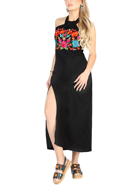 Artisanal Embroidered Dress 100% Cotton Black 604056 - BELLEZA'S - Artisanal Embroidered Dress 100% Cotton Black 604056 - DAMA - 60405601
