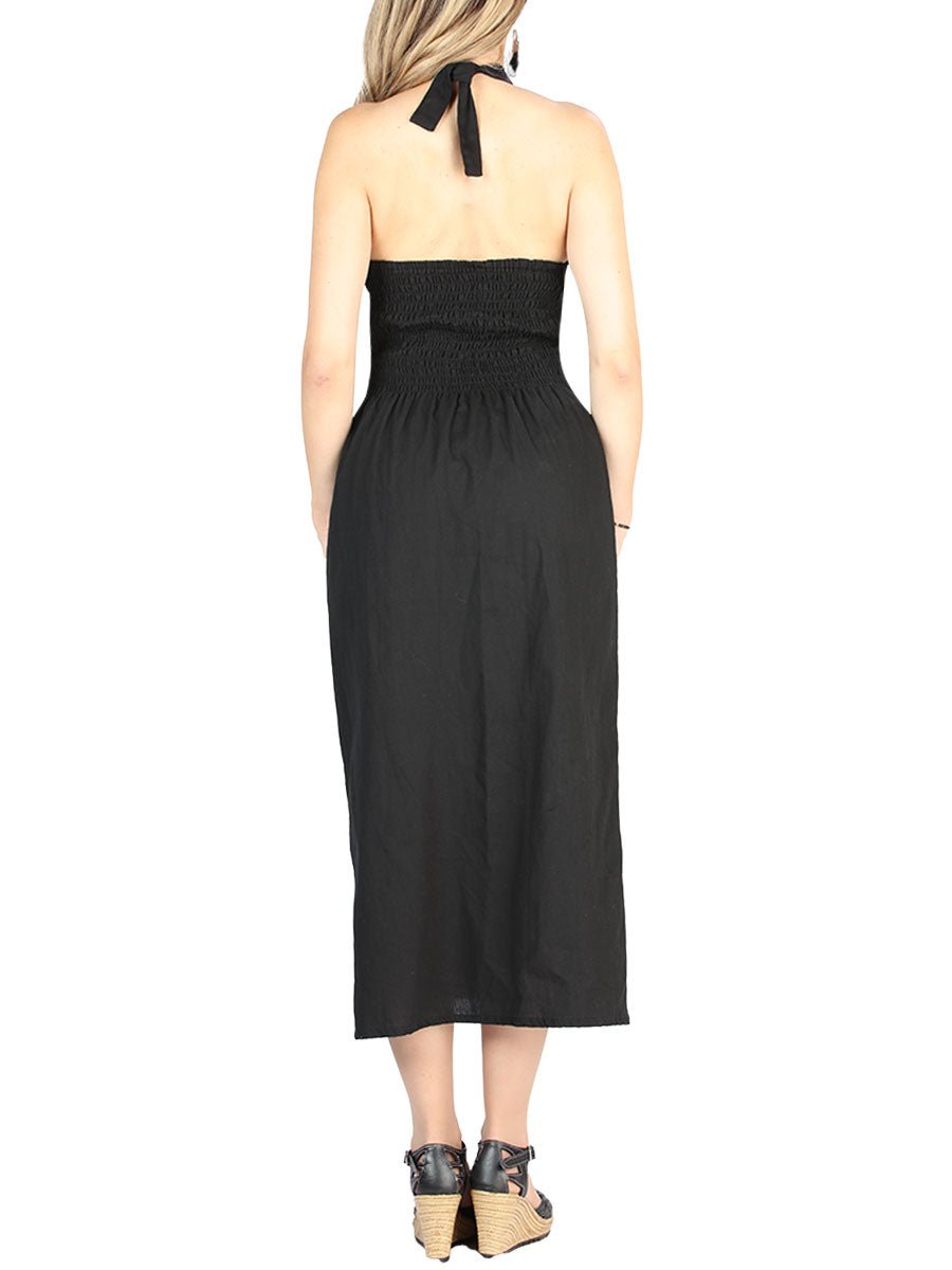 Artisanal Embroidered Dress 100% Cotton Black 604056 - BELLEZA'S - Artisanal Embroidered Dress 100% Cotton Black 604056 - DAMA - 60405601