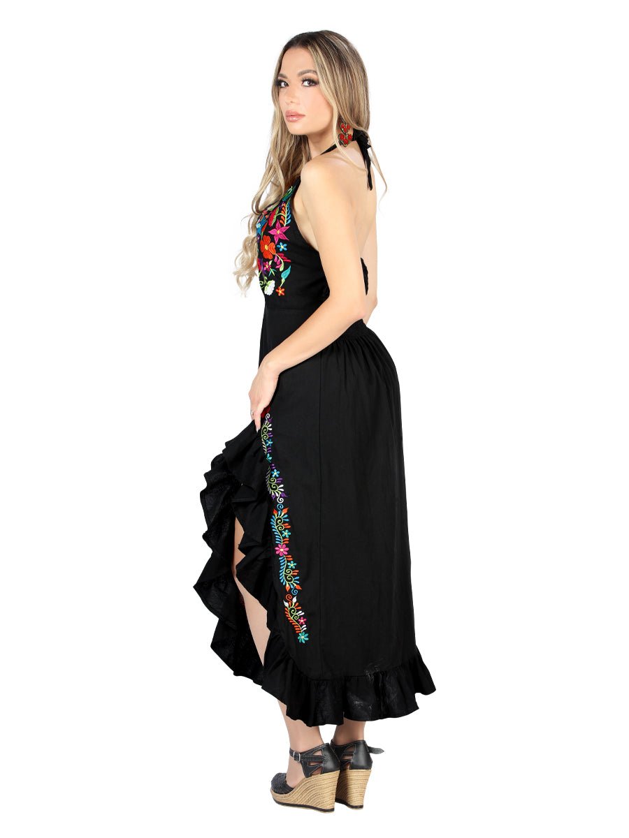 Artisanal Embroidered Dress 100% Cotton Black 604058 - BELLEZA'S - Artisanal Embroidered Dress 100% Cotton Black 604058 - DAMA - 60405801