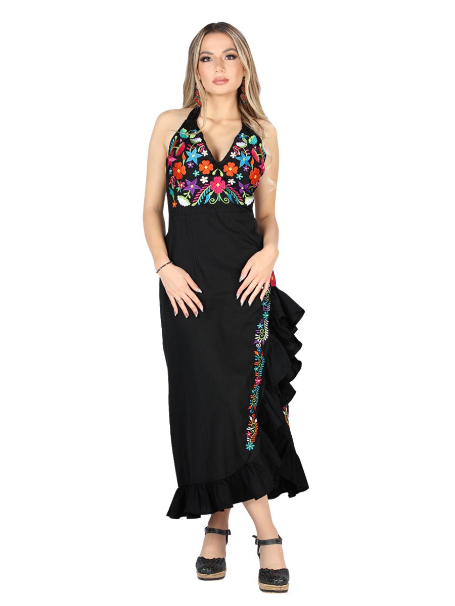 Artisanal Embroidered Dress 100% Cotton Black 604058 - BELLEZA'S - Artisanal Embroidered Dress 100% Cotton Black 604058 - DAMA - 60405801