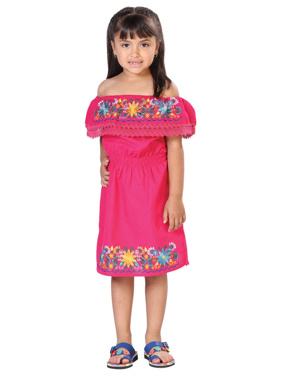 Artisanal Embroidered Dress 100% Cotton Blue 603043 - BELLEZA'S - Artisanal Embroidered Dress 100% Cotton Blue 603043 - NIÑA - 60304301