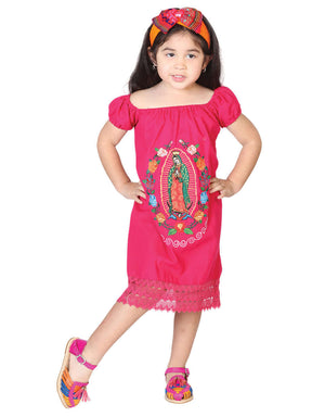 Artisanal Embroidered Dress 100% Cotton Fuchsia 602500 - BELLEZA'S - Artisanal Embroidered Dress 100% Cotton Fuchsia 602500 - NIÑA - 60250001