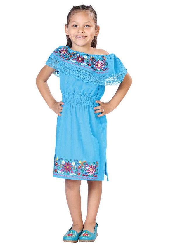 Artisanal Embroidered Dress 100% Cotton Fuchsia 603044 - BELLEZA'S - Artisanal Embroidered Dress 100% Cotton Fuchsia 603044 - NIÑA - 60304401