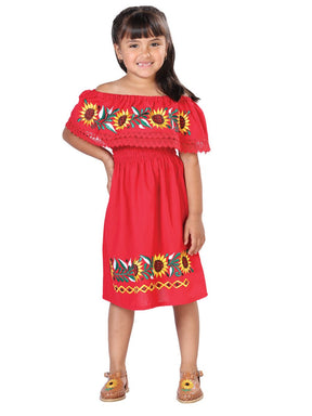 Artisanal Embroidered Dress 100% Cotton Red 603086 - BELLEZA'S - Artisanal Embroidered Dress 100% Cotton Red 603086 - NIÑA - 60308601