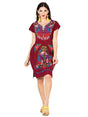 Artisanal Embroidered Dress 100% Cotton Wine 603095 - BELLEZA'S - Artisanal Embroidered Dress 100% Cotton Wine 603095 - DAMA - 60309501
