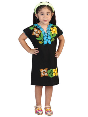 Artisanal Embroidered Dress 50% Cotton, 50% Polyester Black 601665 - BELLEZA'S - Artisanal Embroidered Dress 50% Cotton, 50% Polyester Black 601665 - NIÑA - 60166501