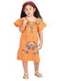 Artisanal Embroidered Dress 50% Cotton, 50% Polyester Orange 601621 - BELLEZA'S - Artisanal Embroidered Dress 50% Cotton, 50% Polyester Orange 601621 - NIÑA - 60162101