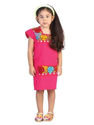 Artisanal Embroidered Dress 50% Cotton, 50% Polyester Pink 601661 - BELLEZA'S - Artisanal Embroidered Dress 50% Cotton, 50% Polyester Pink 601661 - NIÑA - 60166101