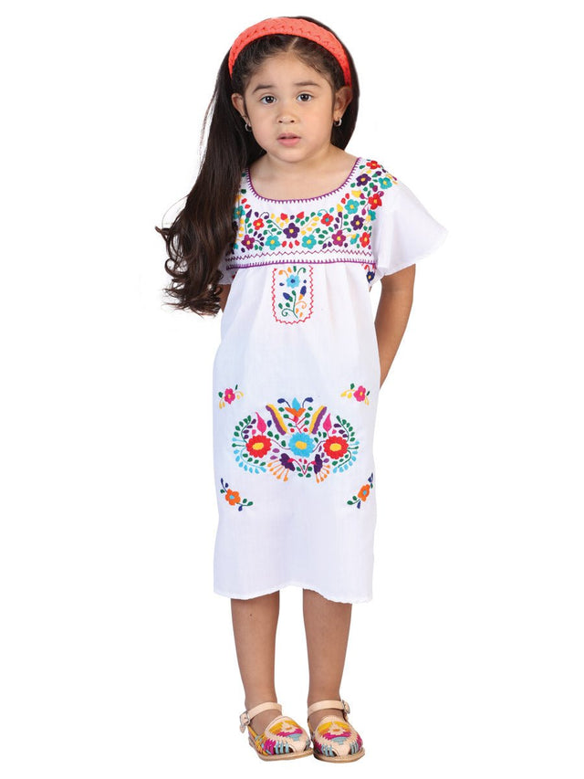 Artisanal Embroidered Dress 50% Cotton, 50% Polyester White 601626 - BELLEZA'S - Artisanal Embroidered Dress 50% Cotton, 50% Polyester White 601626 - NIÑA - 60162601