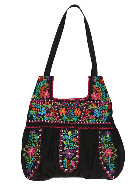 Artisanal Embroidered Handbag 50% Cotton, 50% Polyester Black 603194 - BELLEZA'S - Artisanal Embroidered Handbag 50% Cotton, 50% Polyester Black 603194 - WOMEN - 60319401