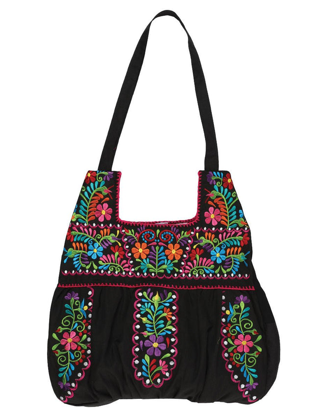 Artisanal Embroidered Handbag 50% Cotton, 50% Polyester Black 603194 - BELLEZA'S - Artisanal Embroidered Handbag 50% Cotton, 50% Polyester Black 603194 - WOMEN - 60319401