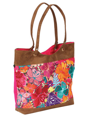 Artisanal Embroidered Handbag Suede Multicolor 602922 - BELLEZA'S - Artisanal Embroidered Handbag Suede Multicolor 602922 - WOMEN - 60292201