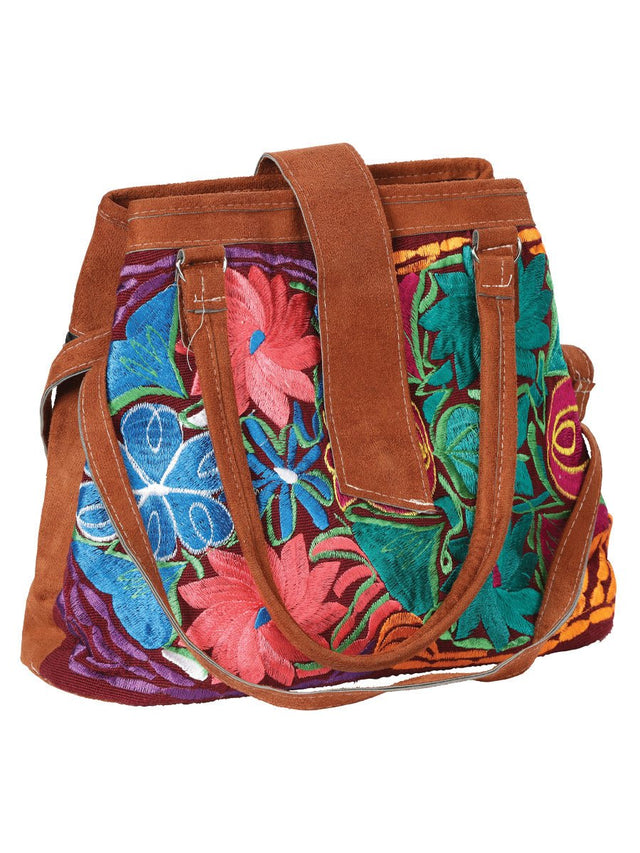 Artisanal Embroidered Handbag Suede Multicolor 602923 - BELLEZA'S - Artisanal Embroidered Handbag Suede Multicolor 602923 - WOMEN - 60292301