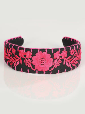 Artisanal Embroidered Headband 100% Cotton Fuchsia 603118 - BELLEZA'S - Artisanal Embroidered Headband 100% Cotton Fuchsia 603118 - DAMA - 60311801