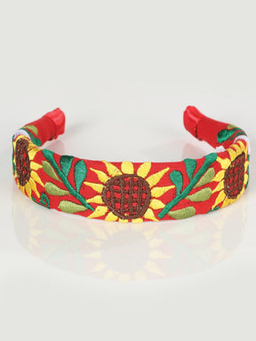 Artisanal Embroidered Headband 100% Cotton Red 603104 - BELLEZA'S - Artisanal Embroidered Headband 100% Cotton Red 603104 - DAMA - 60310401