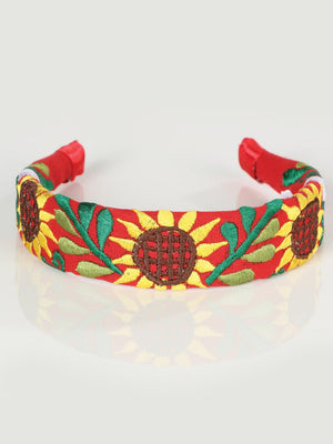 Artisanal Embroidered Headband 100% Cotton Red 603104 - BELLEZA'S - Artisanal Embroidered Headband 100% Cotton Red 603104 - DAMA - 60310401