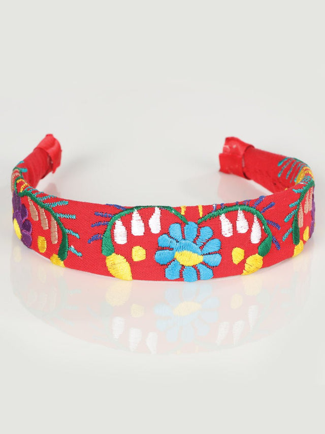 Artisanal Embroidered Headband 100% Cotton Red 603106 - BELLEZA'S - Artisanal Embroidered Headband 100% Cotton Red 603106 - DAMA - 60310601