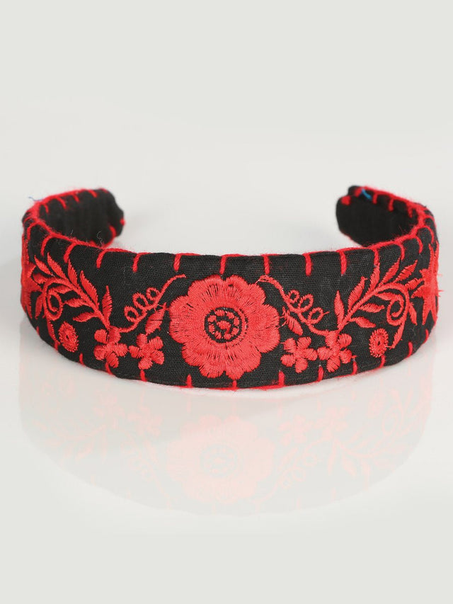 Artisanal Embroidered Headband 100% Cotton Red 603121 - BELLEZA'S - Artisanal Embroidered Headband 100% Cotton Red 603121 - DAMA - 60312101