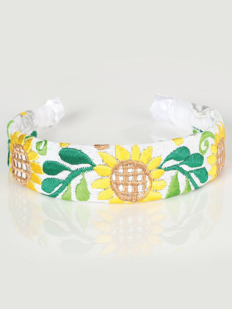 Artisanal Embroidered Headband 100% Cotton White 603105 - BELLEZA'S - Artisanal Embroidered Headband 100% Cotton White 603105 - DAMA - 60310501