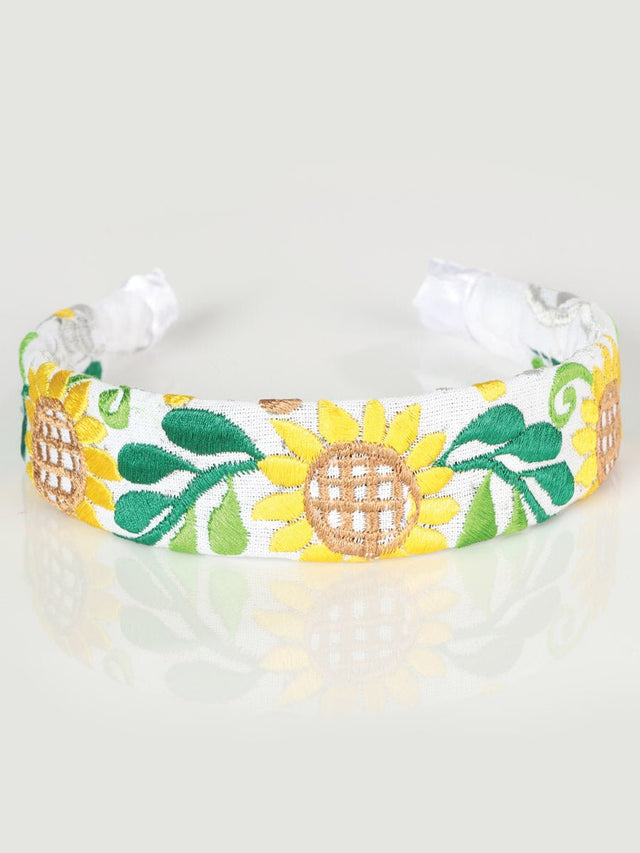 Artisanal Embroidered Headband 100% Cotton White 603105 - BELLEZA'S - Artisanal Embroidered Headband 100% Cotton White 603105 - DAMA - 60310501